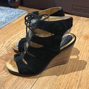 Black Wedge Sandals 7.5